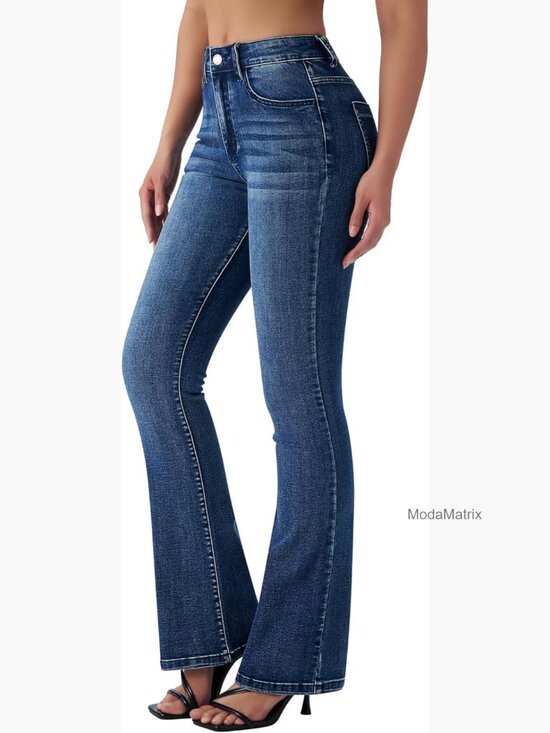 Denim - Mid Rise Stretchy Bootcut Flare Jeans Denim Pants